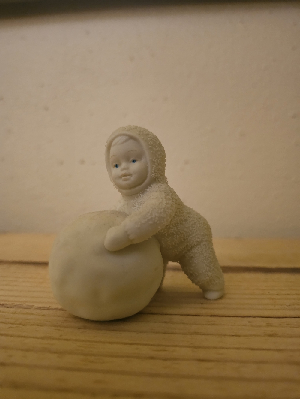 Snow Baby Ivory Cream Baby Figurine Toy with Ball - Kids Toy